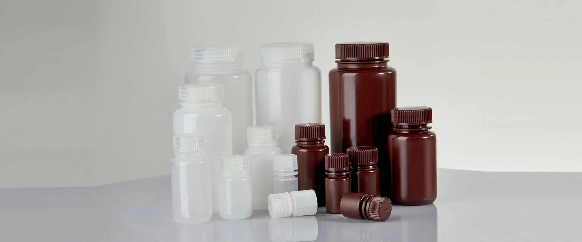 Leak Proof Water Bottles, Natural HDPE Narrow Mouth Bottles w/ Screw Caps